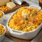 National Mac and Cheese Day skillet with golden cheese