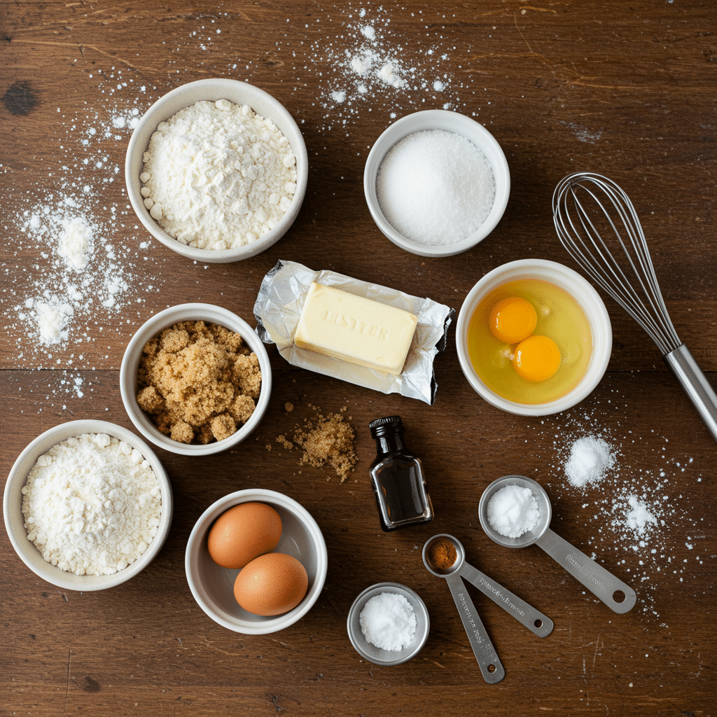 Ingredients for waffle cookie recipe