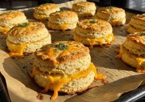 Hot and fluffy breakfast biscuits fresh out of the oven