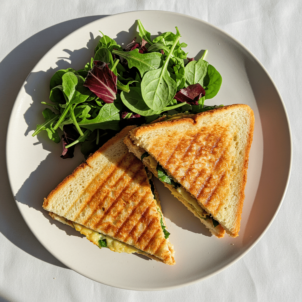 Vegan and gluten-free baked grilled cheese on plate
