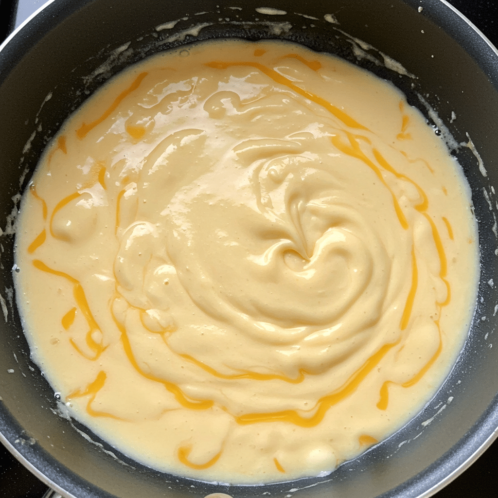 Velveeta cheese melting into a sauce