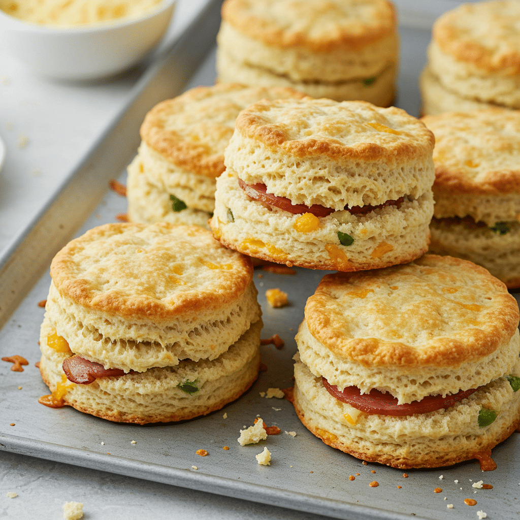 Overmixed biscuit next to fluffy perfect biscuit