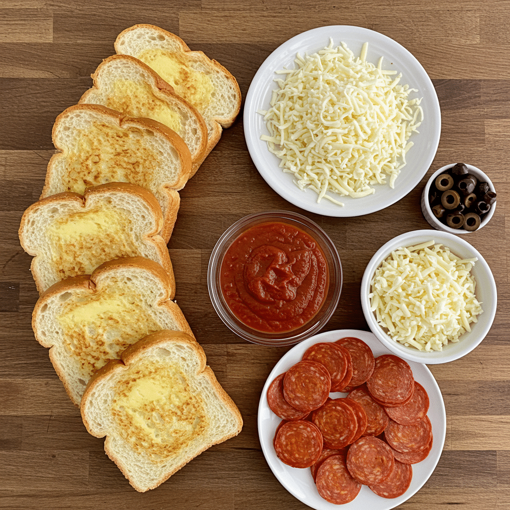 Texas toast pizza recipe ingredients layout