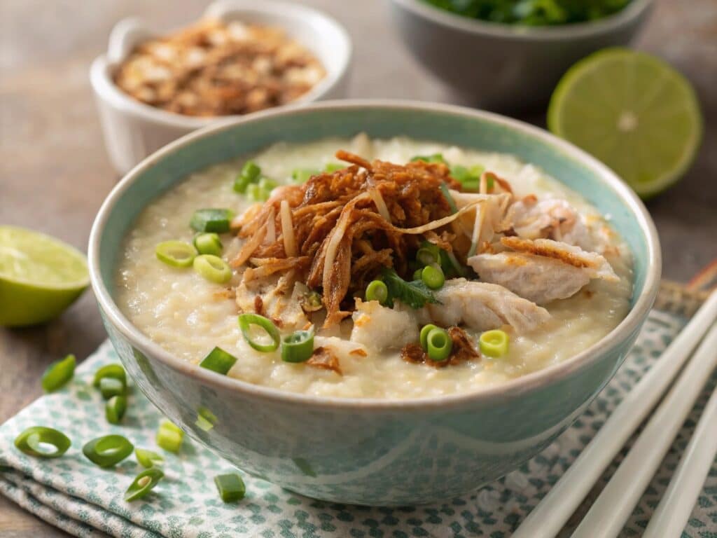 vietnamese congee with toppings