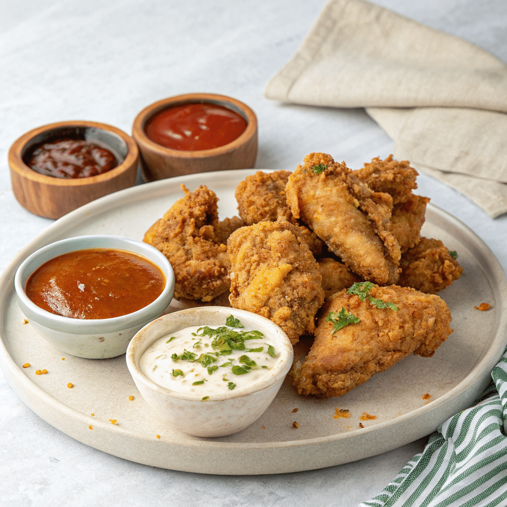 buffalo sauce with crispy air-fried chicken wings