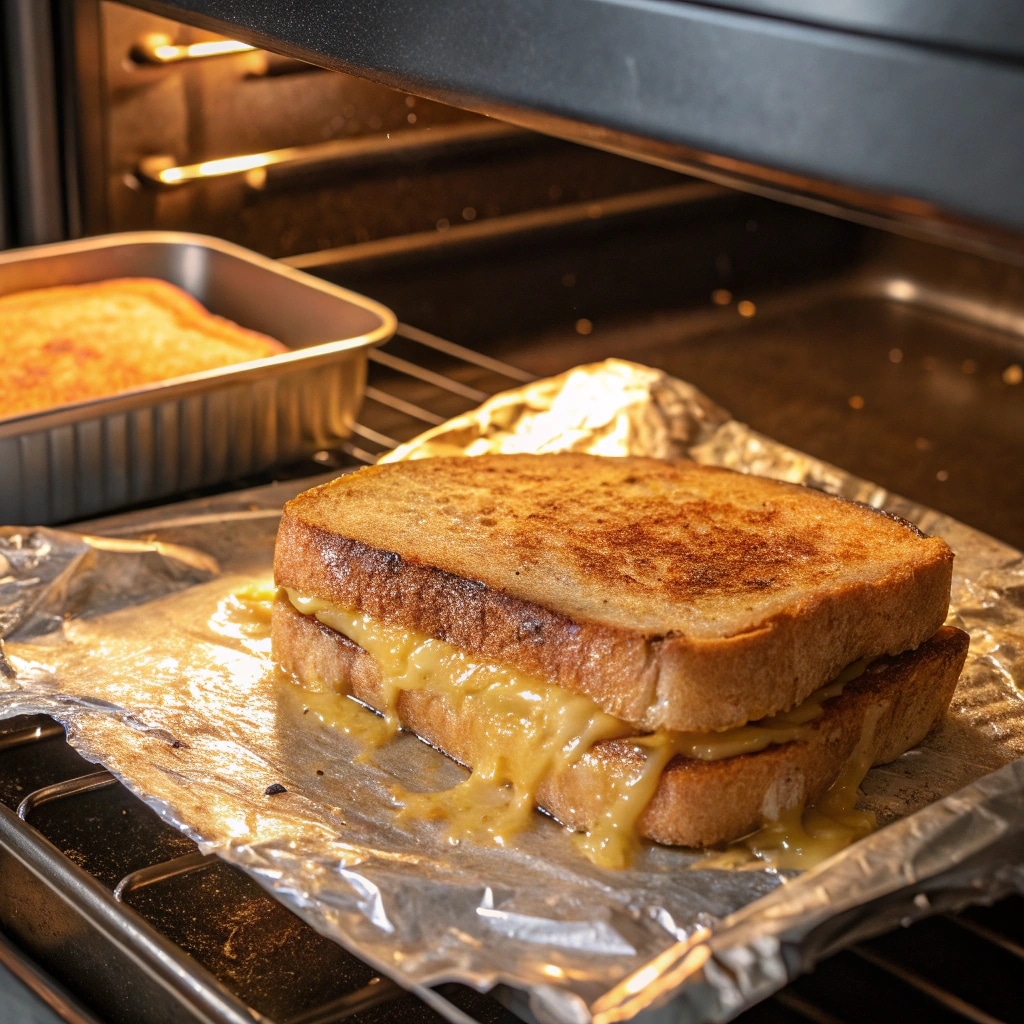 Reheating baked grilled cheese in oven