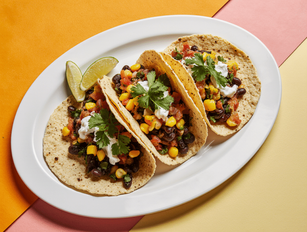 Black Bean & Corn Salsa Tacos (Vegetarian)  15-minute meals