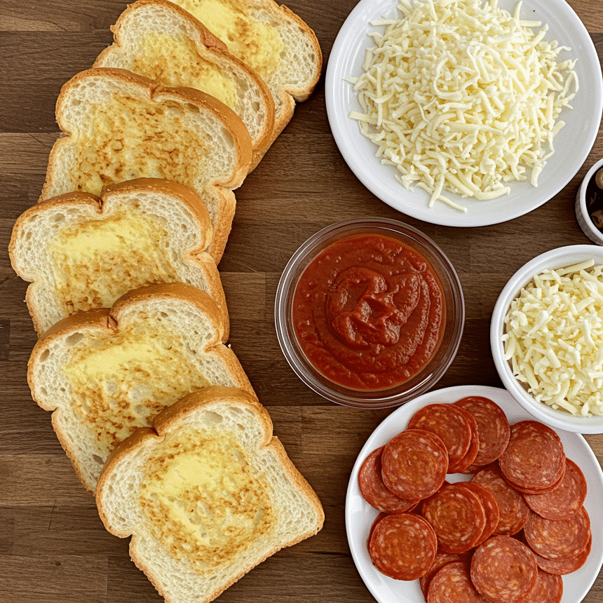 Texas toast pizza recipe ingredients layout